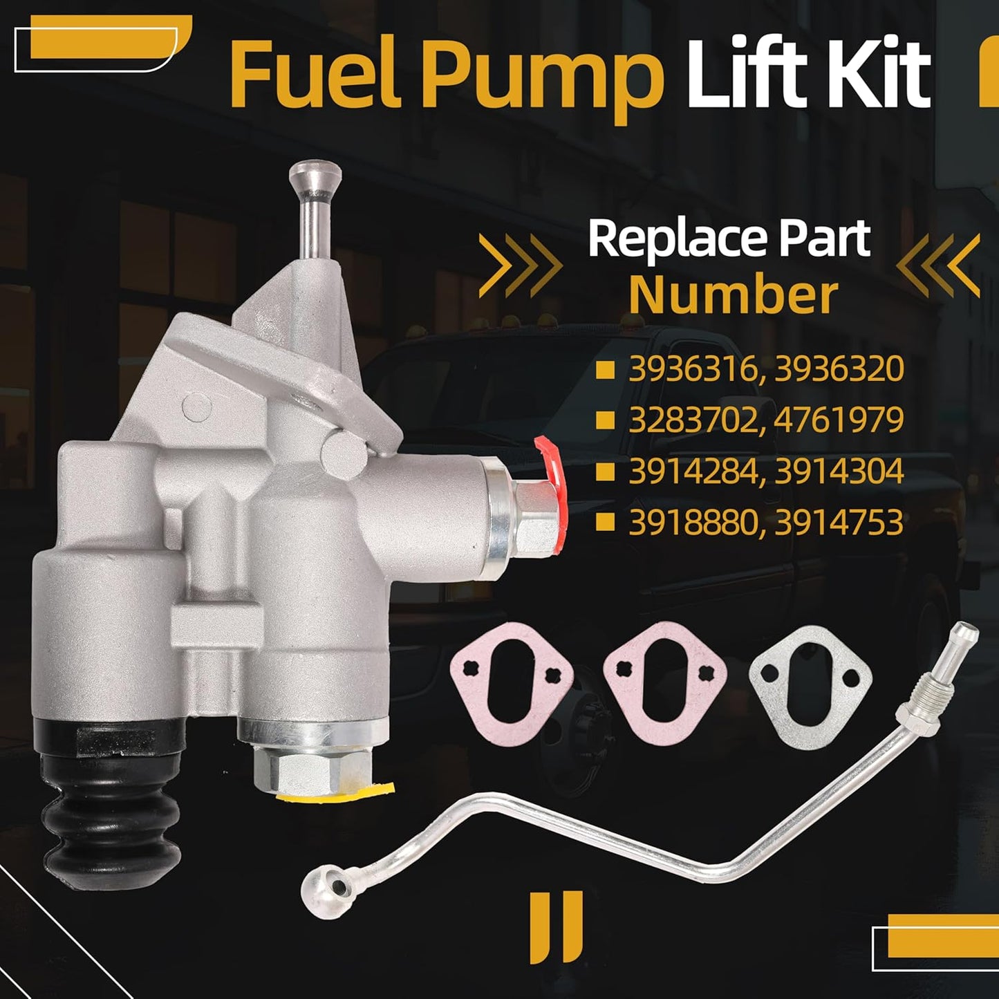 3936316 Diesel Fuel Lift Pump Kit with Line, Fit for Dodge Ram 2500 3500 Pickup fit for Cummins 1994-1998, 5.9L 6BT 12V Engine