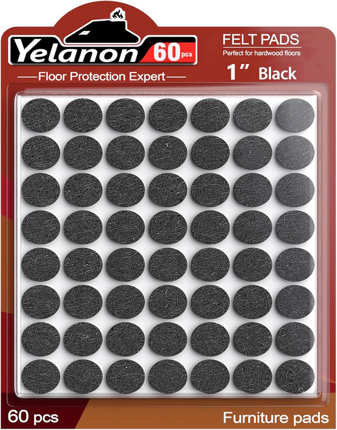 Yelanon Felt Furniture Pads -182 Pcs Premium Felt Pads for Chair Legs Furniture, Floor Protectors for Hardwood Floors, Black