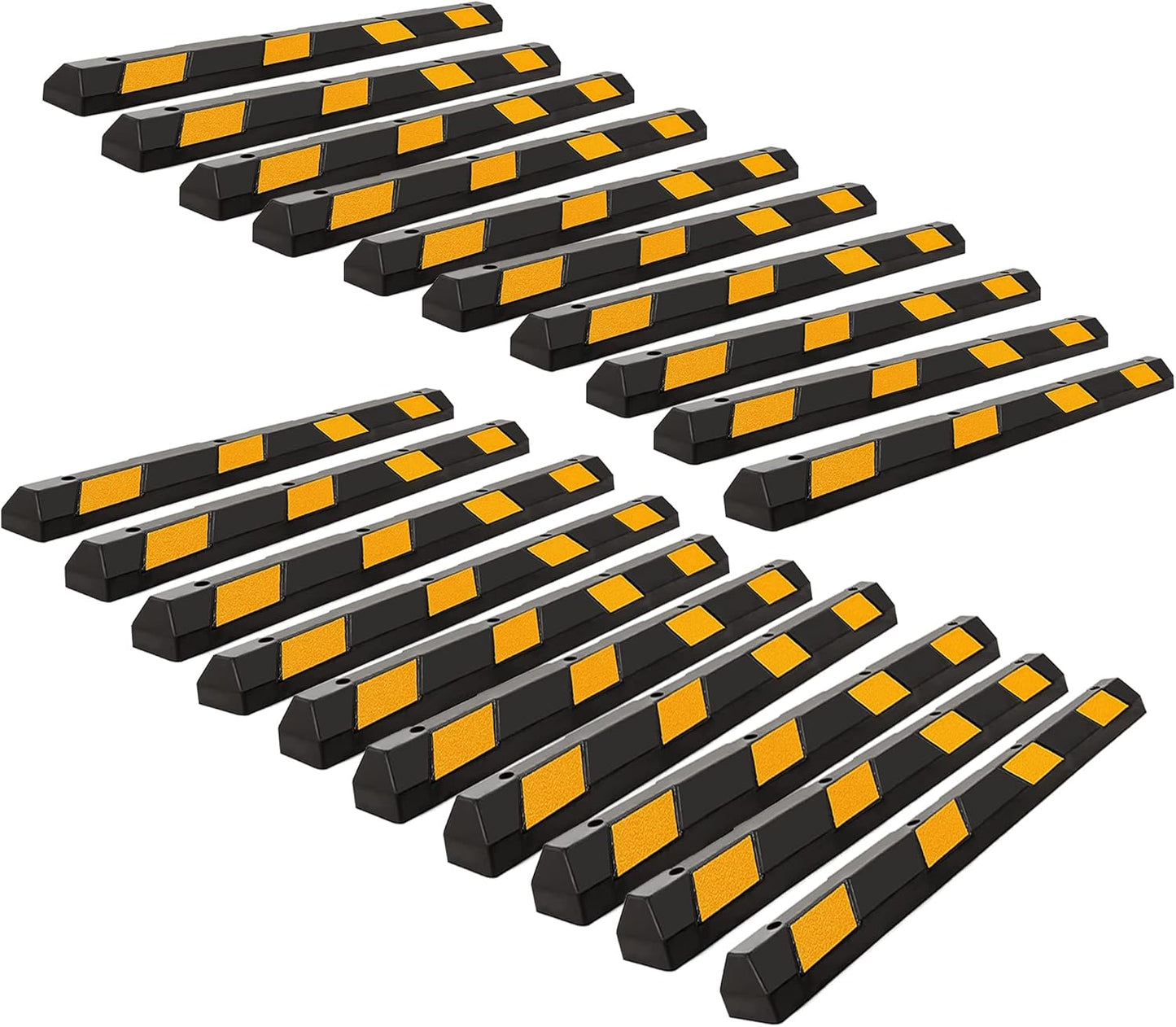ZONETECH Large Heavy Duty Rubber Parking Curb – 72” Premium Quality Auto Garage Wheel Stopper Professional Grade w/Yellow Reflective Tape for Car, Truck, Trailer and RV (1-Pack)