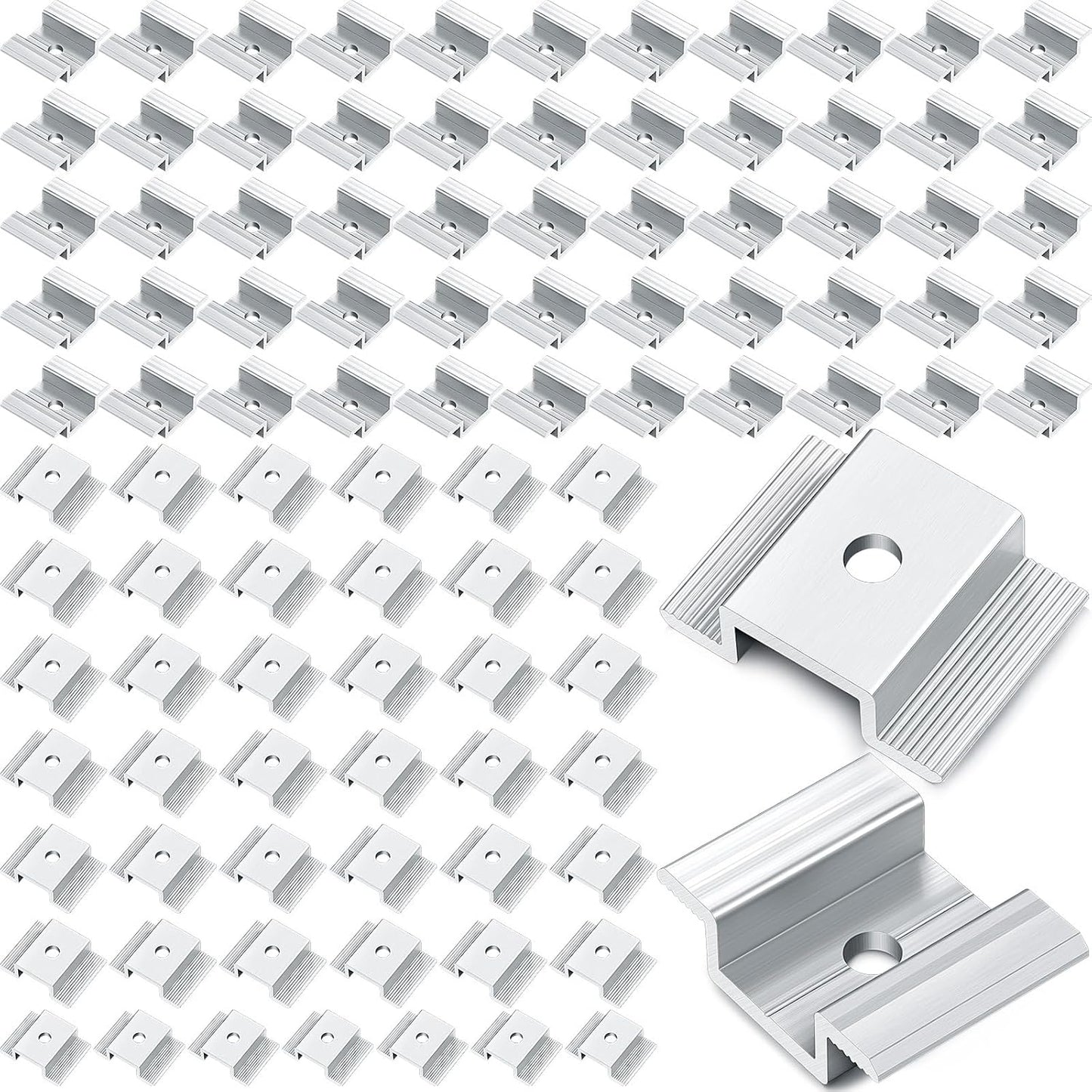 Zhengmy 100 Pack Solar Panel Mid Clamps 1.06 Inch Solar Panel Bracket Aluminium Mounting Accessories Aluminum Solar Mid Clamp for Solar Panel Mounting Solar Panel Mid Clamp