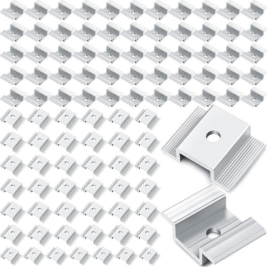 Zhengmy 100 Pack Solar Panel Mid Clamps 1.06 Inch Solar Panel Bracket Aluminium Mounting Accessories Aluminum Solar Mid Clamp for Solar Panel Mounting Solar Panel Mid Clamp