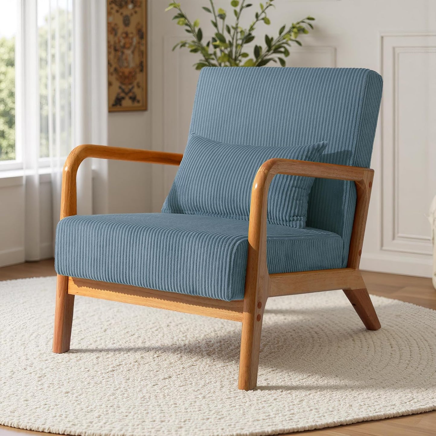 UIXE PU Leather Accent Chairs Set of 2, Upholstered Armchair for Living Room, Modern Arm Chair Comfy Single Sofa Bedroom Reading Seat with Lumbar Pillow - Hunter Green
