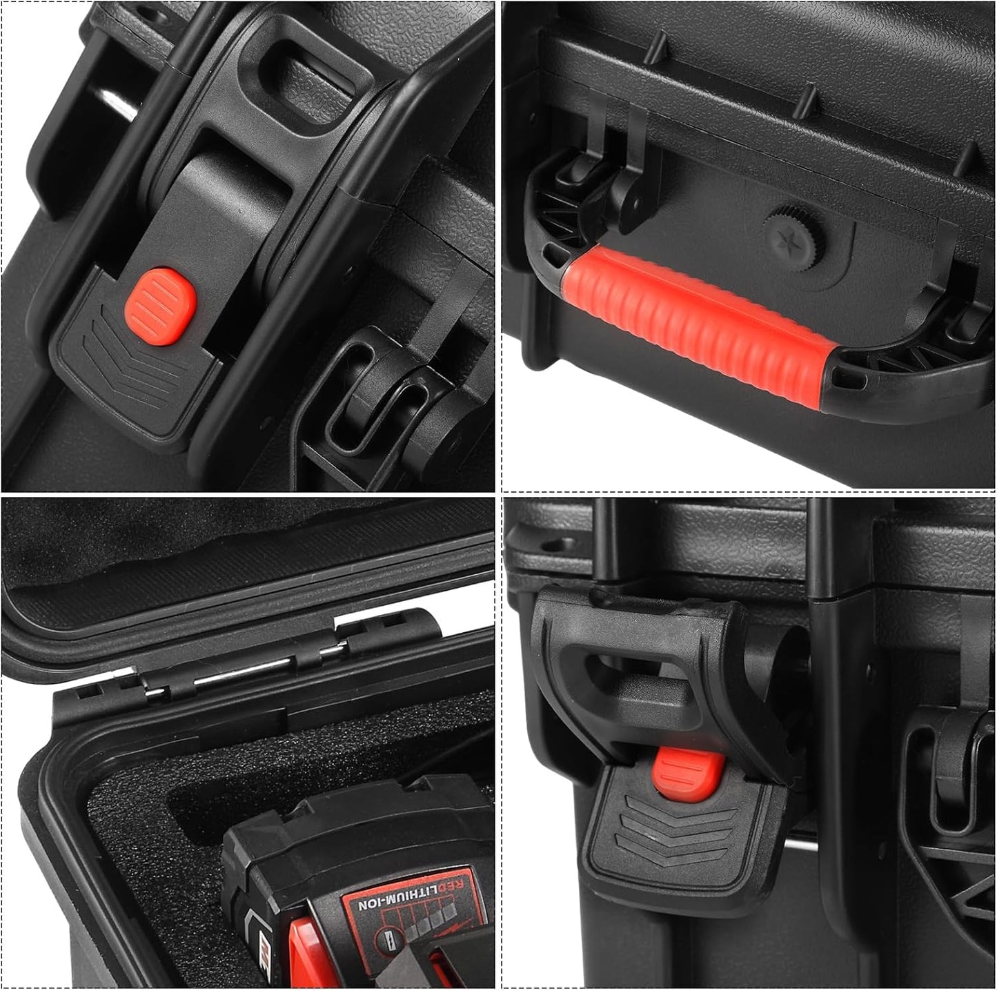 Waterproof Hard Case Compatible with Milwaukee M18 Inflator 2848-20, Air Compressor Carrying Case for Milwaukee Tools, Can Hold 18V 3.0 to 9.0 Ah Battery Packs and Charging Station