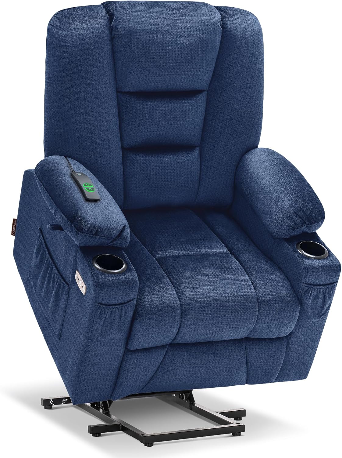 MCombo Large Power Lift Recliner Chair Sofa with Massage and Heat for Big and Tall Elderly People, 3 Positions, Cup Holders, and USB Ports, Fabric 7549 (Large, Burgundy)