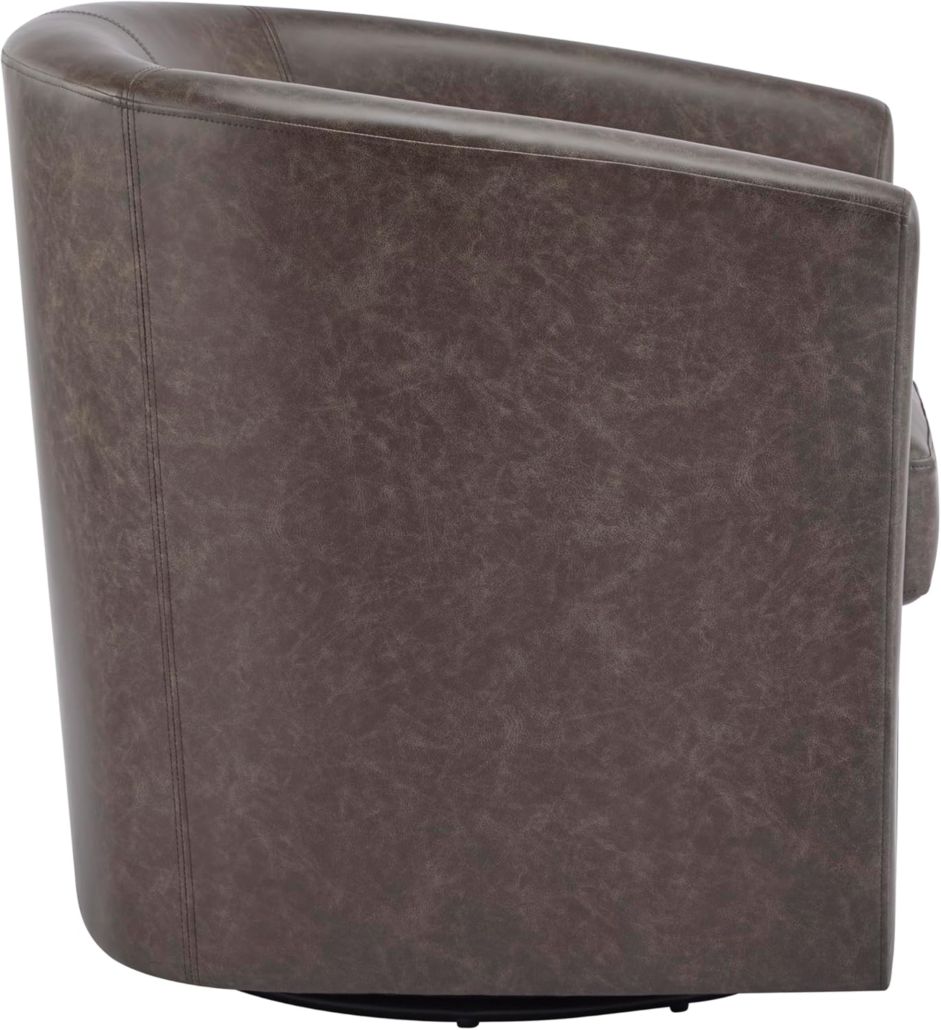 Christopher Knight Home Daymian Faux Leather Swivel Club Chair, Living Room Swivel Barrel Chair with 360-Degree Rotation and Cushion, Modern PU Club Chair with Metal Base, Dark Brown