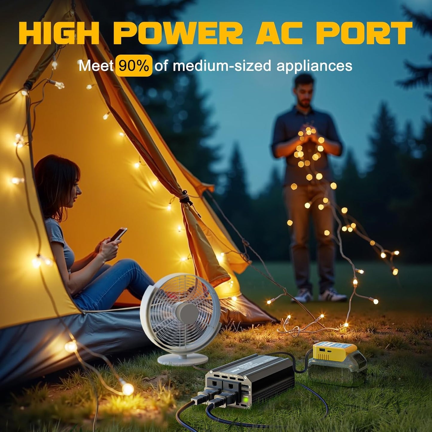 2PCS 300W Power Inverter 20V to 110V for Dewalt: VoLtTech Portable Battery Inverter Phone Charger Adapter with 2 AC Outlet & 2 USB Ports for Car, Vehicles, Laptop, Computer, Tools, Camping
