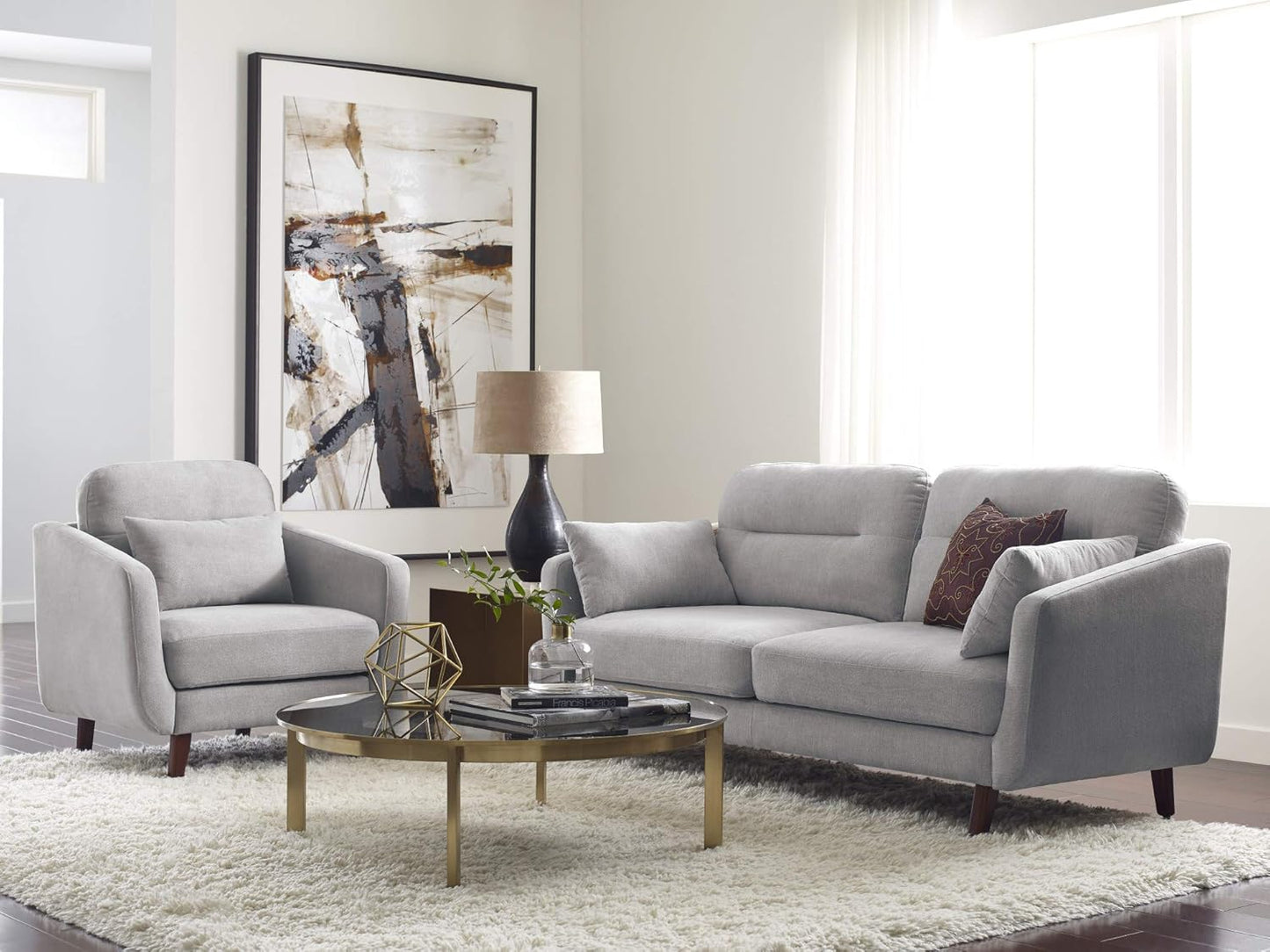 Serta Sierra Living Room Sofas Modern Design, Microfiber Upholstered Couch Ideal for Smaller Spaces Arm Chair Smoke Gray