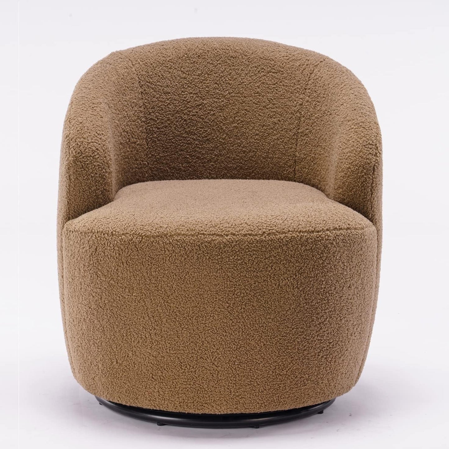 Set of 2 Teddy Fabric Swivel Accent Barrel Chair Armchair Upholstered Cozy Club Leisure Chair Single Sofa Reading Chair for Living Room Bedroom Conversation Areas Small Space (Coffee)
