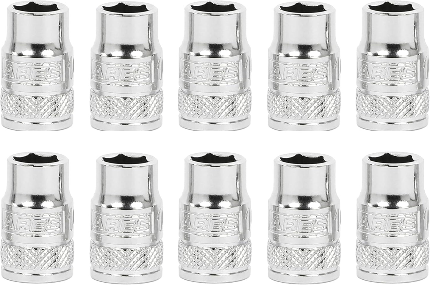 ARES 39009-12-Piece 1/4-Inch Drive Metric Flex Socket Set - 6 Point Sockets Constructed From Premium Heat Treated Chrome Vanadium Steel - Storage Rail Included