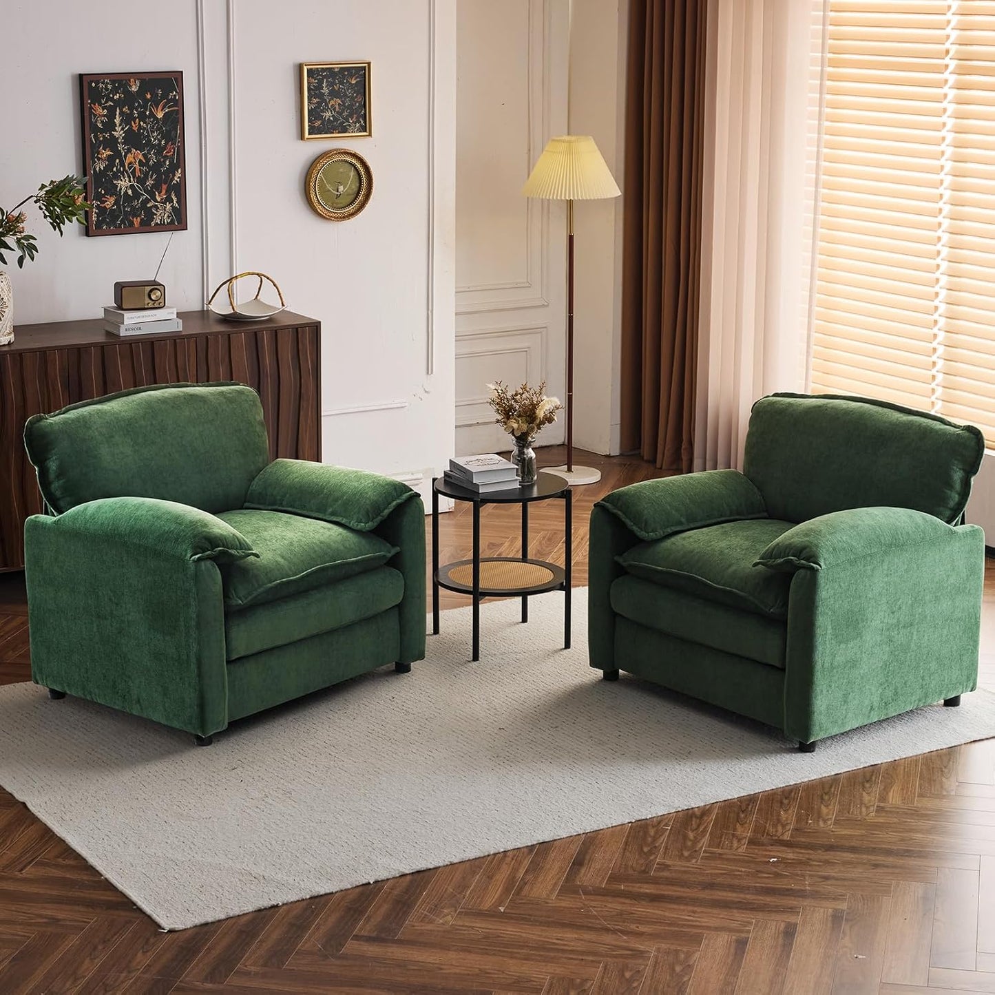 Chenille Oversized Armchair, 38.6" Wide Modern Accent Chairs & Single Sofa Lounge, Upholstered Mid-Century Reading Chair for Living Room Bedroom(Beige)