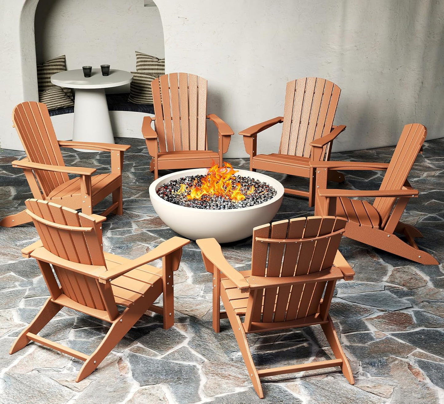 BRIOPAWS Adirondack-Chairs-Set of 4 | Fire Pit Chair | Oversized | HDPE Plastic | Weather Resistant | for Deck Outdoor Poolside Campfire | Blue