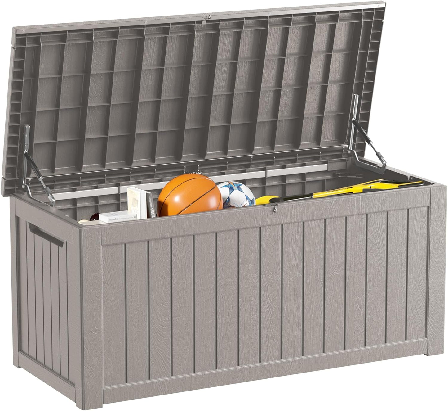 320 Gallon Outdoor Storage Box Waterproof Lockable Resin Deck Box Large, Patio Storage Bin for Pool Accessories Cushion Furniture, Garden Tools, UV-Resistant Outside Delivery Black