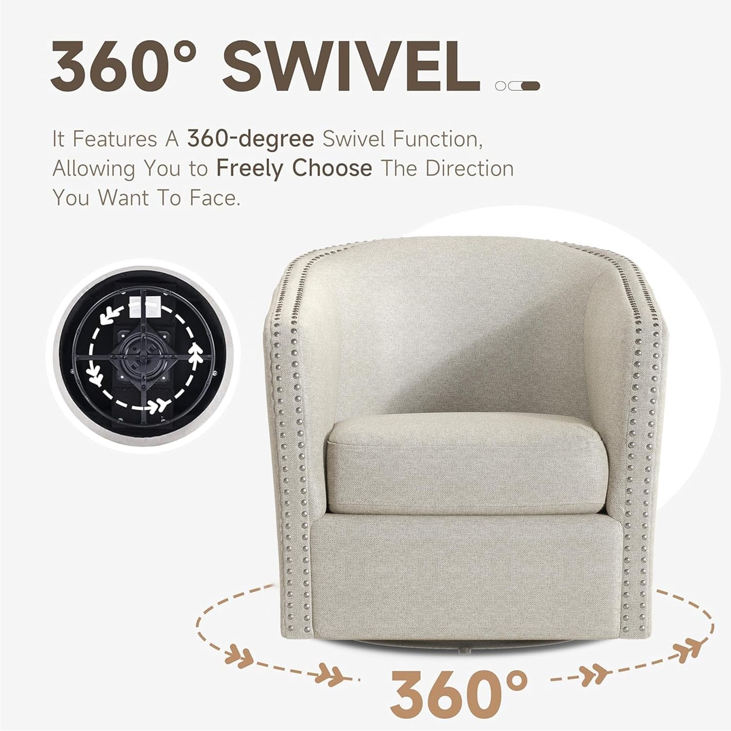 Christopher Knight Home Octavia Contemporary Fabric Swivel Chair, Wheat, Black 31.25D x 30.25W x 31.25H in