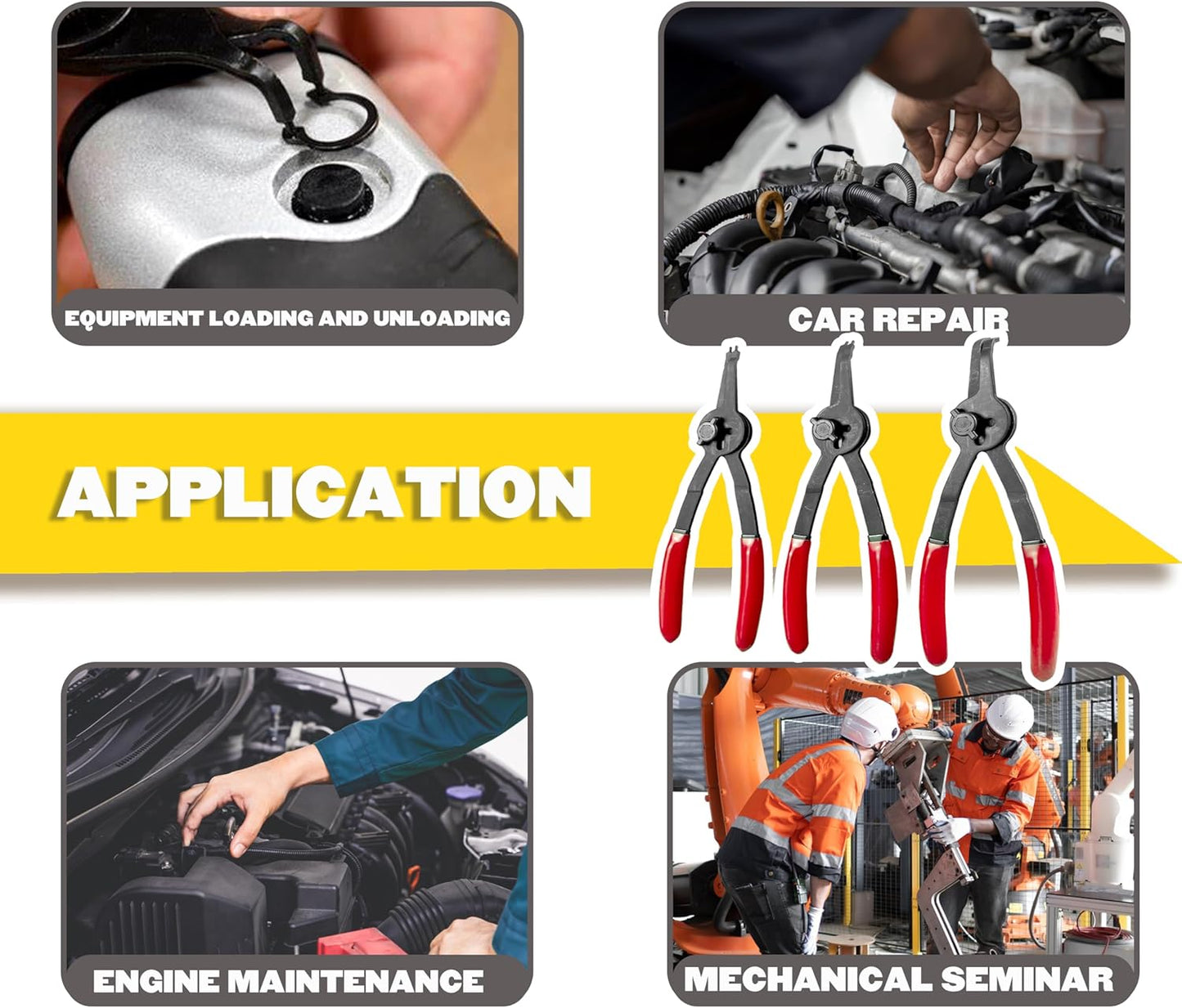 12Piece Snap Ring Pliers Set Heavy Duty, Internal External Convertible Fixed Tip Snap Ring Pliers for 0.038in 0.047in 0.070in 0.090in