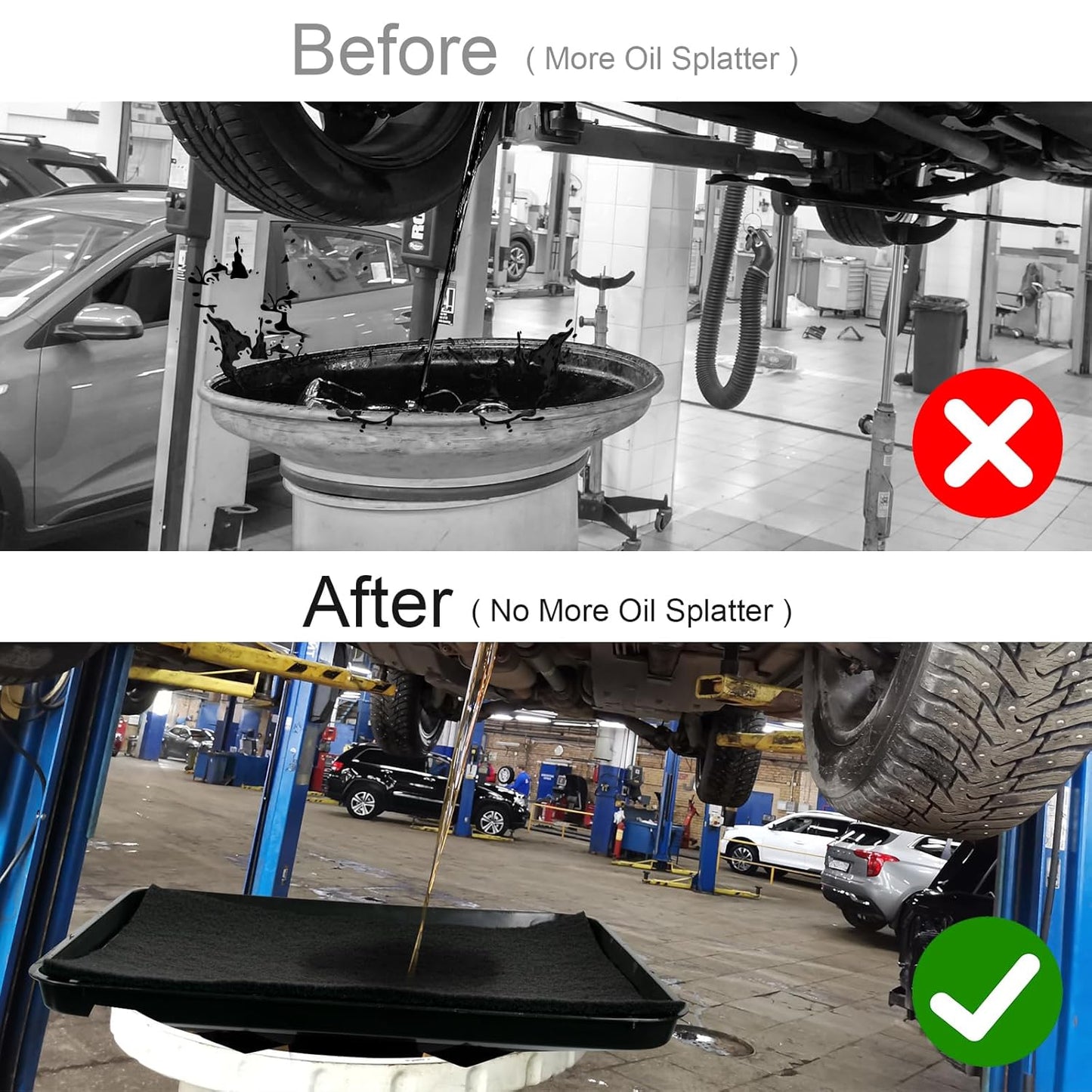 17892 Transmission Drain Pan for Lisle and 4 Pcs 22'' Oil Drain Splash Pad, 87031 87032 Large Transmission Fluid Pan Oil Drain Pan Suitable for Lisle Under Car and Most Transmission Drain Funnel