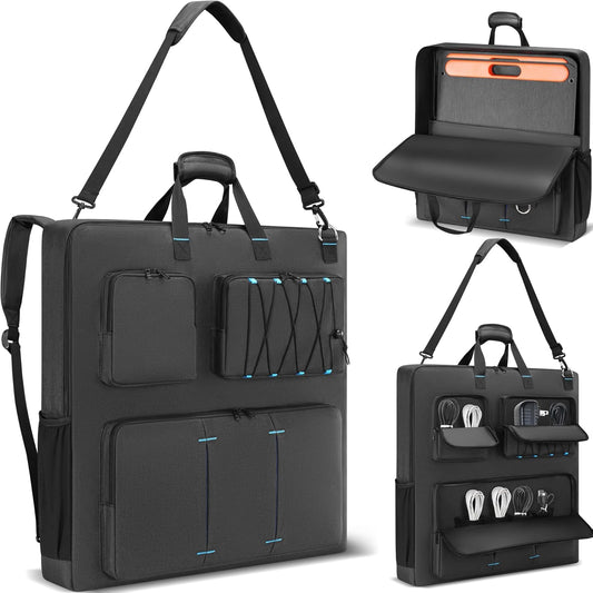 Travel Carrying Case Compatible with Jackery& BLUETTI& Anker 100W 200W and GRECELL Solar Generator 100W 200W&200W Pro, Solar Panel Storage Bag, Padded Carrying Case for 2 Panels with Multiple Pocket