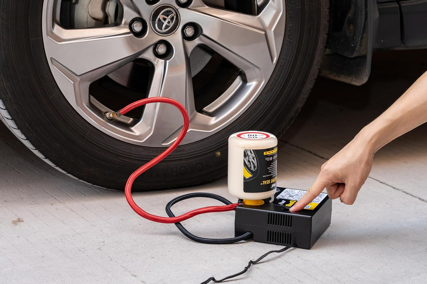 AIRMAN Flat Tire Repair Kit - ResQ 12V Compressor Tire Mobility Kit with Water Based Sealant
