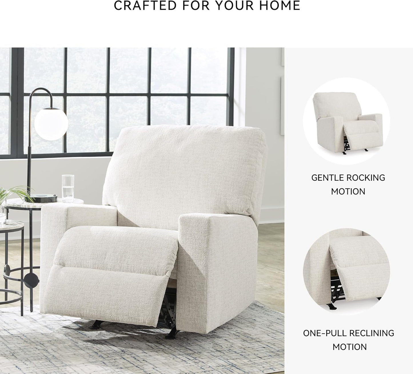 Signature Design by Ashley Rannis Casual Manual Rocker Recliner, White