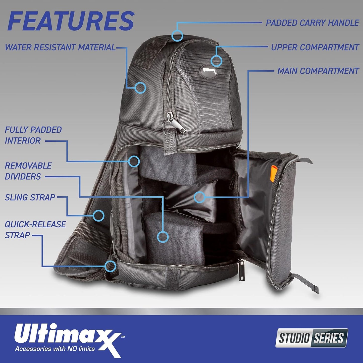 Ultimaxx Starter FX30 Digital Cinema Camera Bundle (Body Only) - Includes: 2X 64GB Ultra Memory Cards, V-Shaped Bracket, Replacement Battery, Water-Resistant Sling Backpack & More (21pc Bundle)