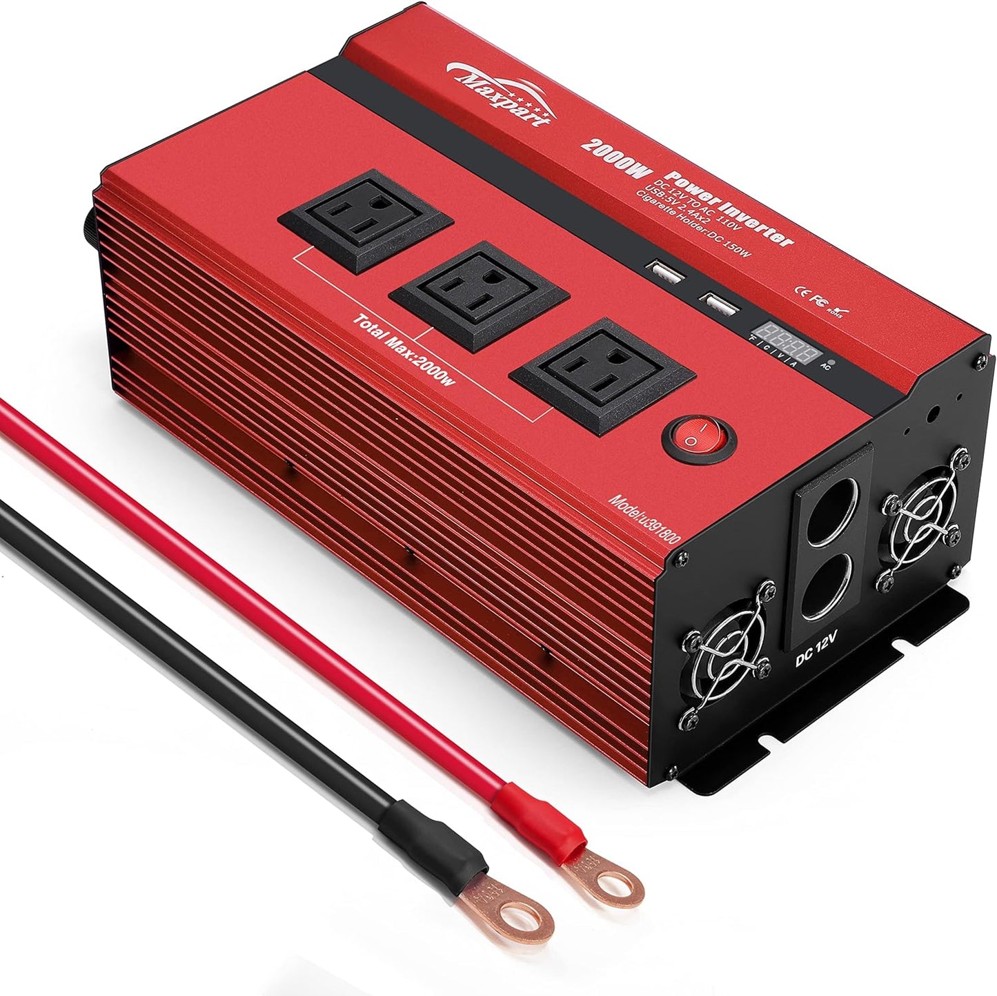 TWING Car 1000w Inverter,12v DC to 110v Power Inverters for Vehicles 1000 watt with Dual AC Outlets 3.0A USB and Type-C,12 Volt Inverter Car Cigarette Lighter Battery