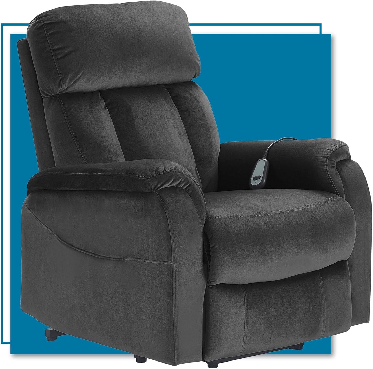 ClickDecor Samson Power Lift Recliner Sofa for Elderly Heavy Duty Motorized Living Room Chair with Side Pockets, Remote Control, Taupe