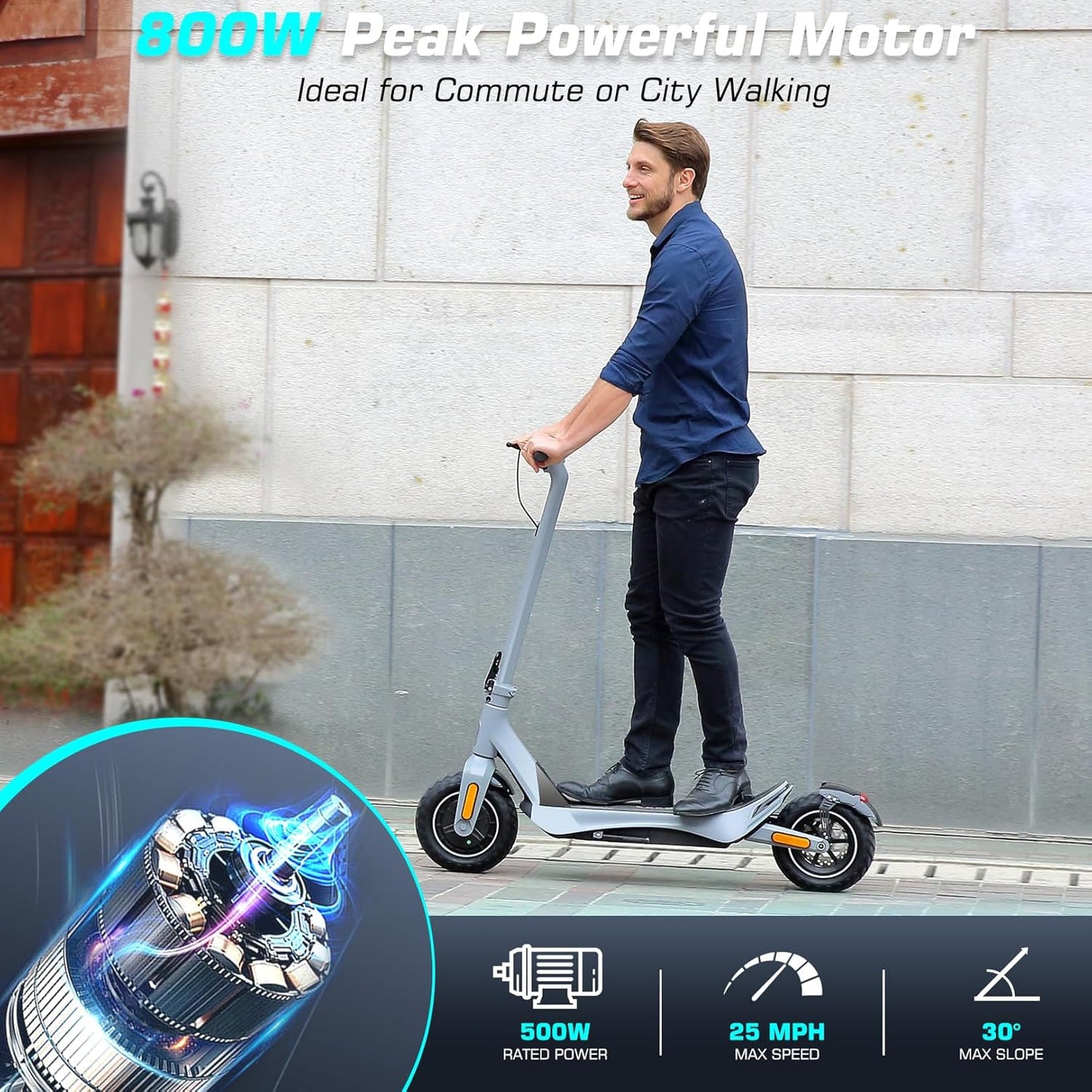 Caroma Electric Scooter Adults, 850W Motor, Max 36 Mph & 30-37 Miles Long Range, 10 Inch Run-Flat Tires, Folding E-Scooter with Dual Motor and Dual Brakes, Smart Control