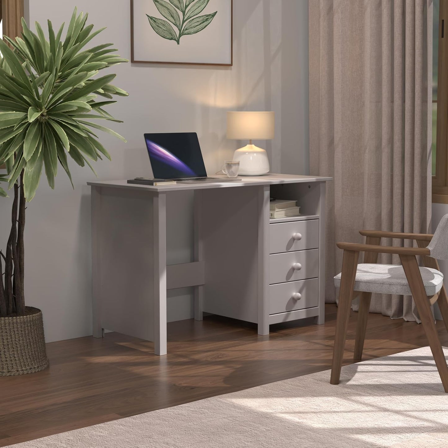 Compact Pine Desk with Drawers – Solid Wood Study Table for Kids and Adults