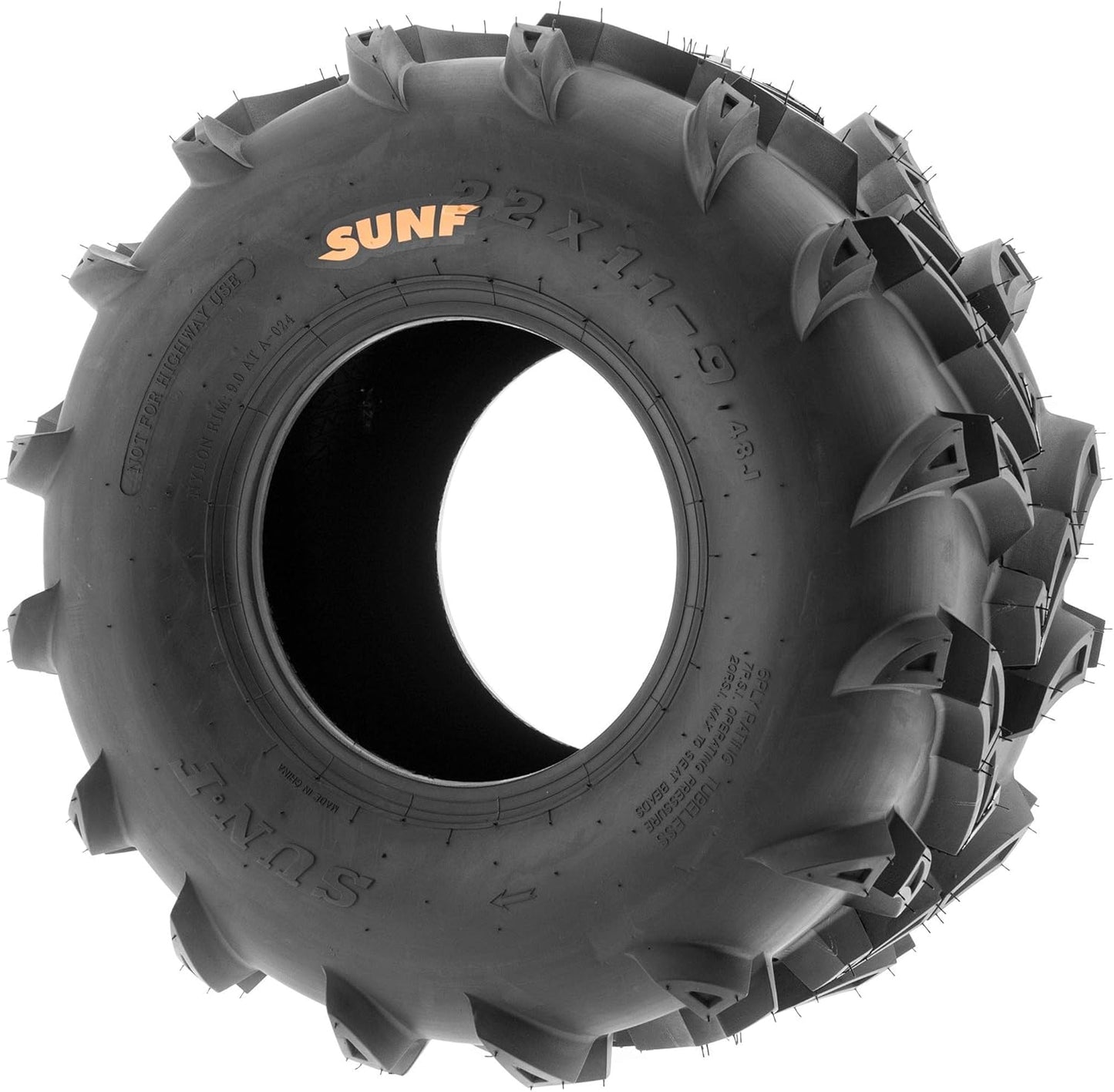 Set of 2 SunF A024 22x11-9 ATV UTV Mud/Trail Tires, 6-PR, Deep Directional Tread