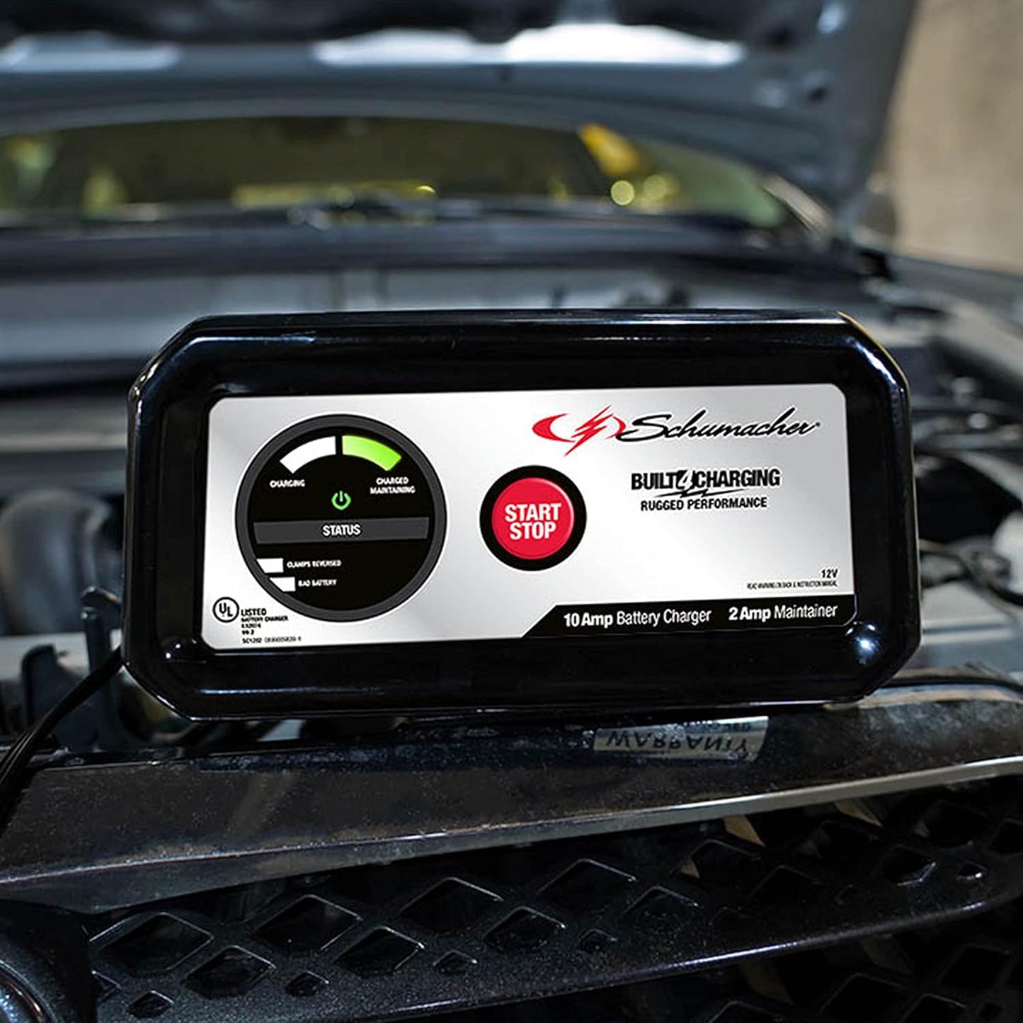 Schumacher Electric 10A Car Battery Charger and Maintainer, 3-in-1 Solution, for 12V Power Sport, Automotive, and Marine Batteries, SC1282