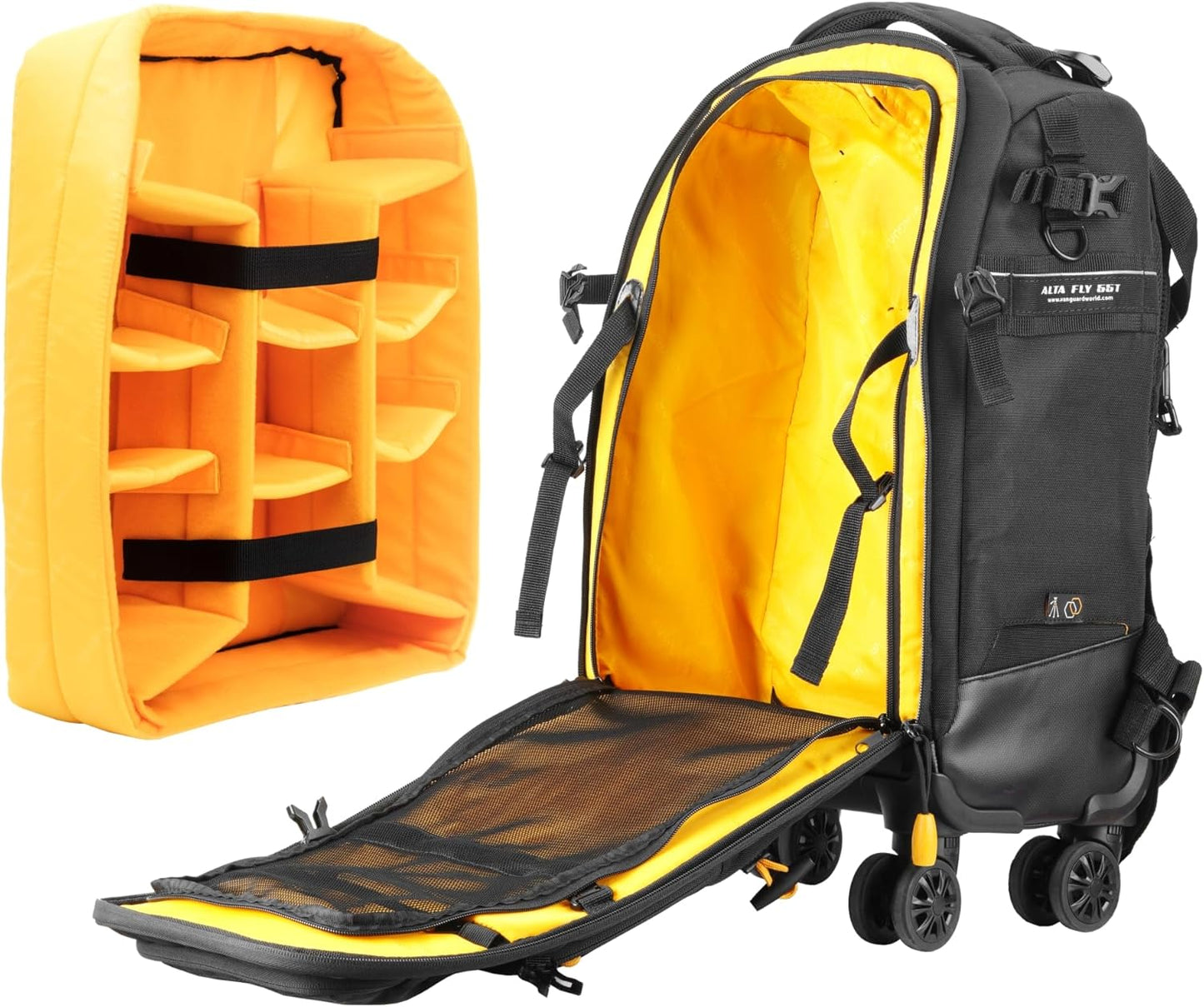 VANGUARD ALTA FLY 55T G2 DSLR Camera Backpack, 8 Wheel Spinner/Trolley, Black
