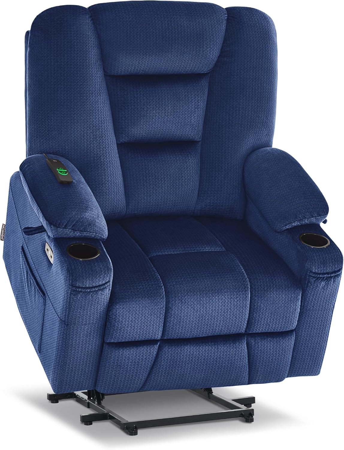 MCombo Large Power Lift Recliner Chair Sofa with Massage and Heat for Big and Tall Elderly People, 3 Positions, Cup Holders, and USB Ports, Fabric 7549 (Large, Burgundy)
