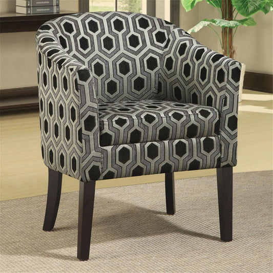 Accent Chair Retro Grey White Hexagon Patterned Living Room Chair Plush Seat Cushions 34" H