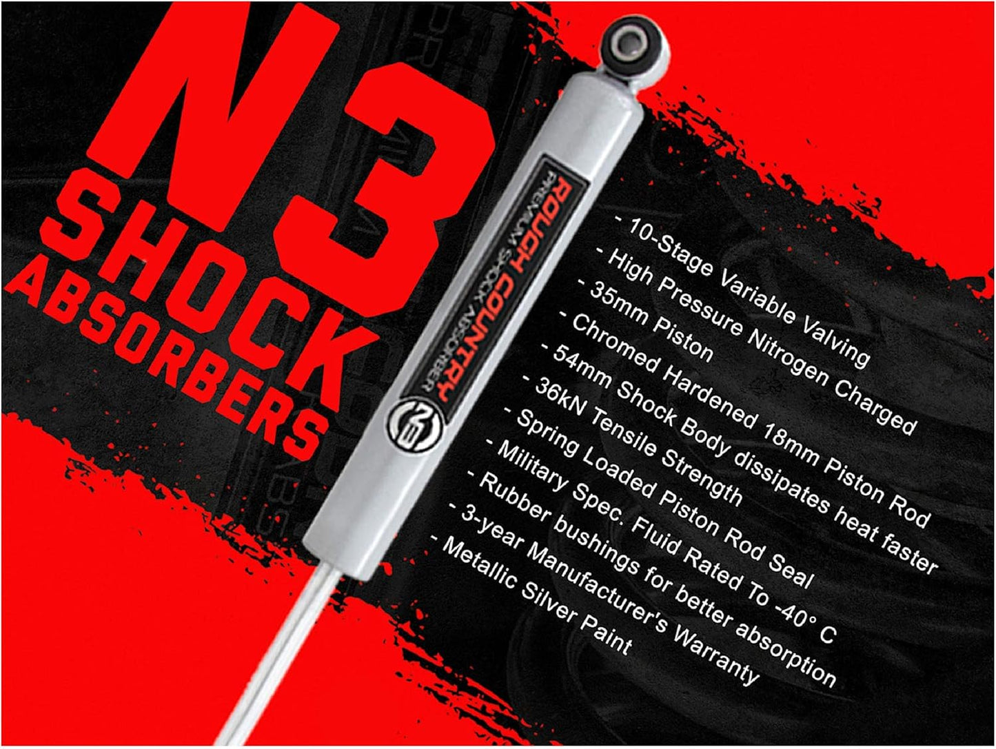 Rough Country 3.5-4" N3 Rear Shocks for 04-24 Nissan Titan 2WD - 23214_D