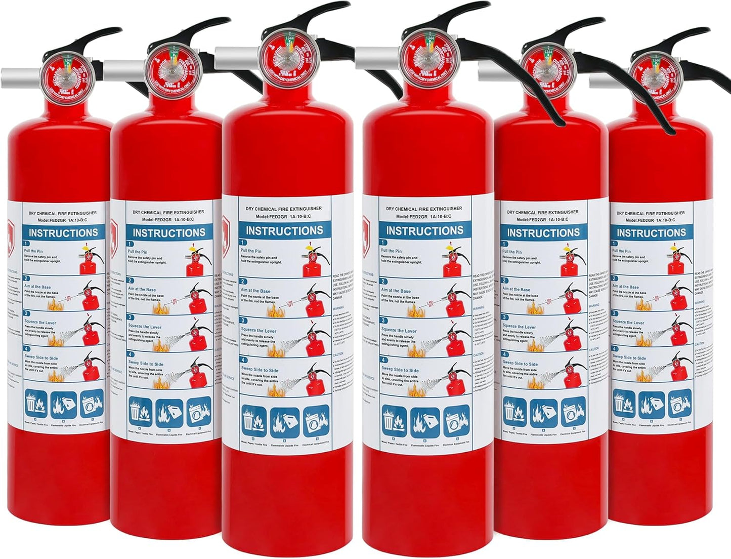 2 Pack Dry Chemical Fire Extinguishers 2.5 lb ABC, Home, Car, Boat Use, 1A:10B:C Rating, Quick Release Handle, Easy to Store and Carry Dry Powder Extinguisher