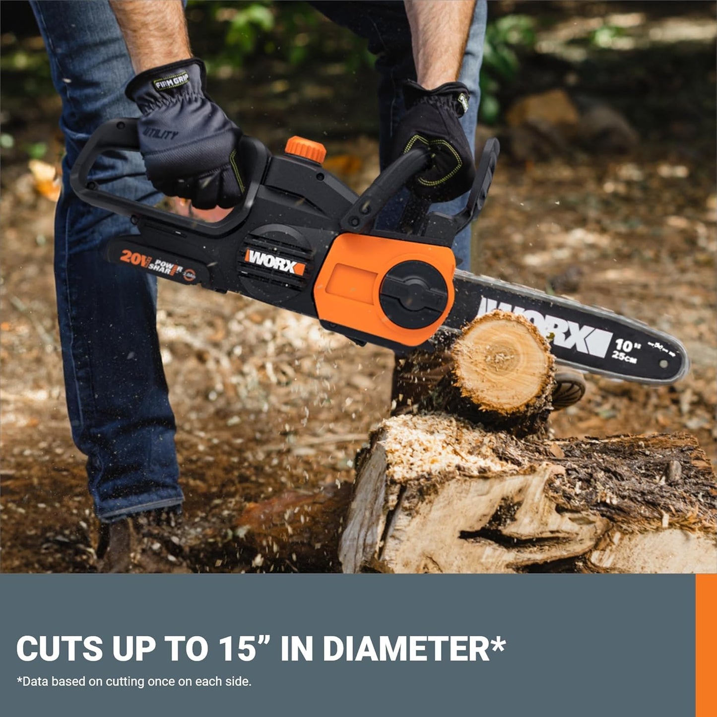 Worx WG322 20V Power Share 10" Cordless Chainsaw with Auto-Tension