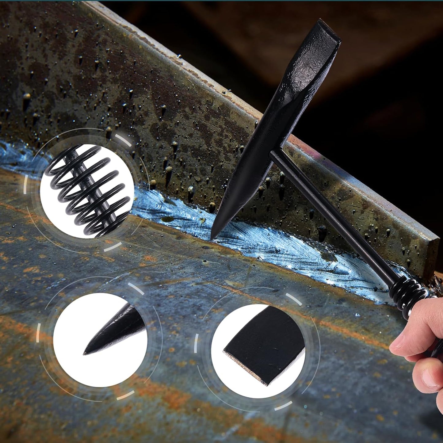 Seesii Handheld Welder,110V 120A Portable Welding Machine with True Color Auto Darkening Welding Goggles and Welding Chipping Hammer, Suitable for 3/64"-1/8" Welding Rods, Portable ARC Welder Gun