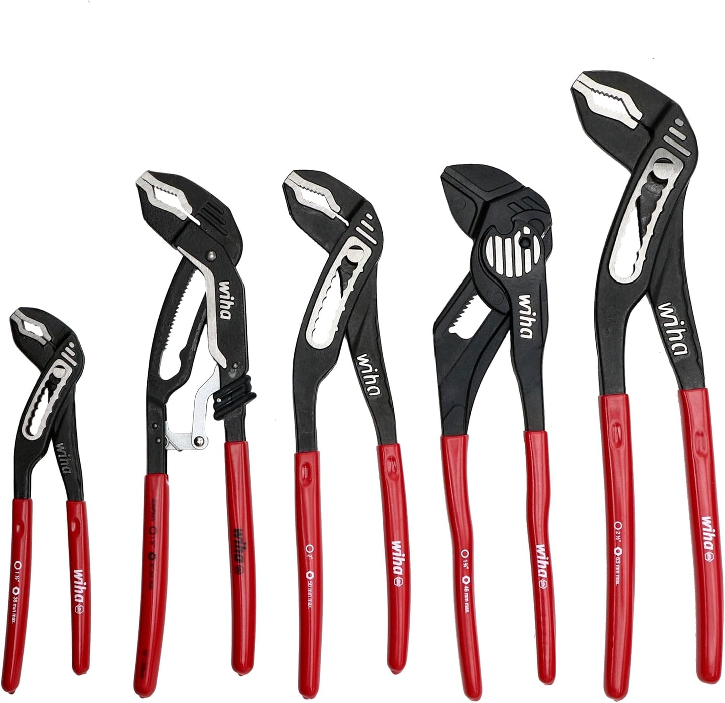 Wiha 34691 5 Piece Classic Grip V-Jaw Tongue and Groove Pliers Tray Set