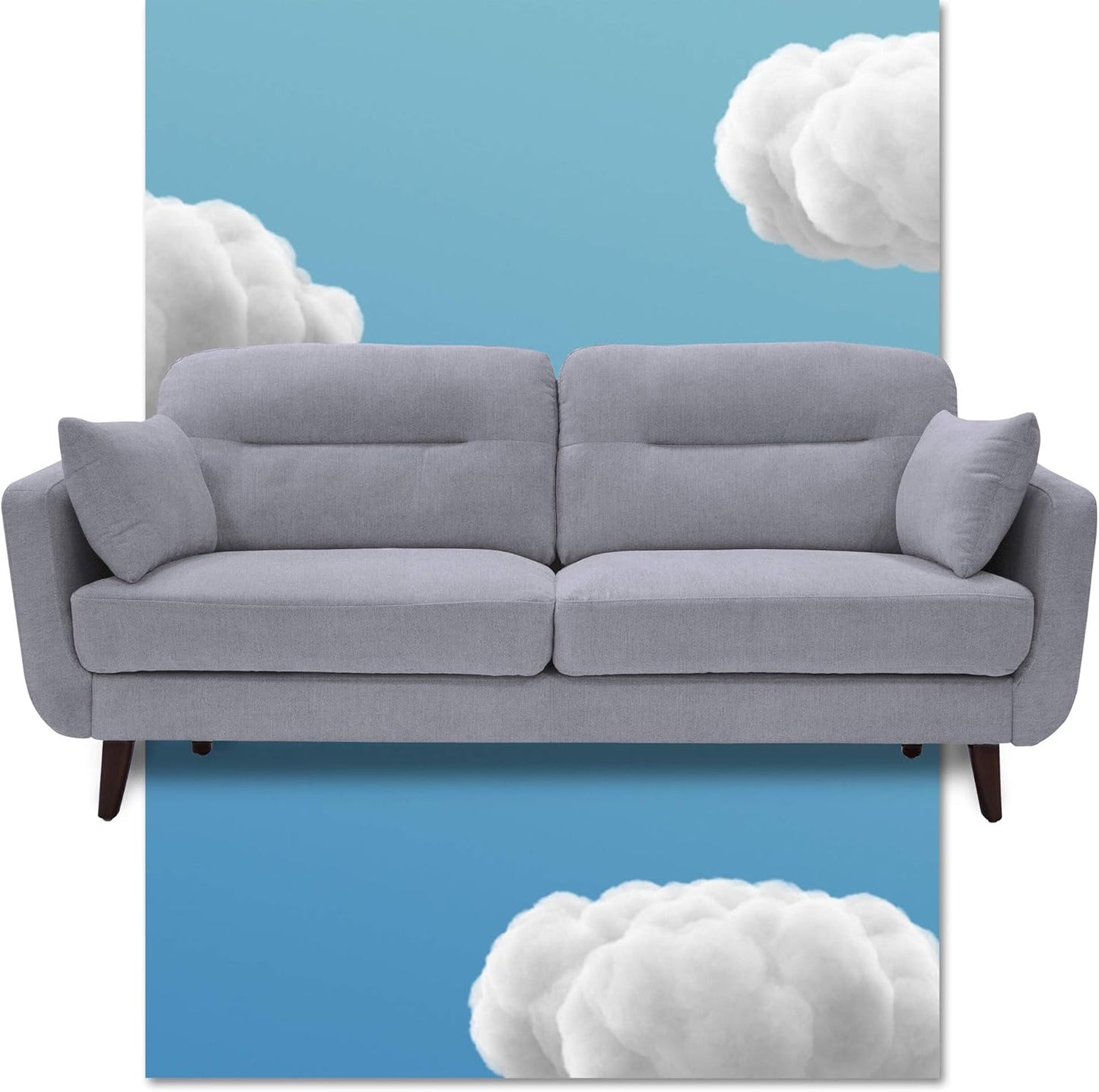 Serta Sierra Living Room Sofas Modern Design, Microfiber Upholstered Couch Ideal for Smaller Spaces Arm Chair Smoke Gray