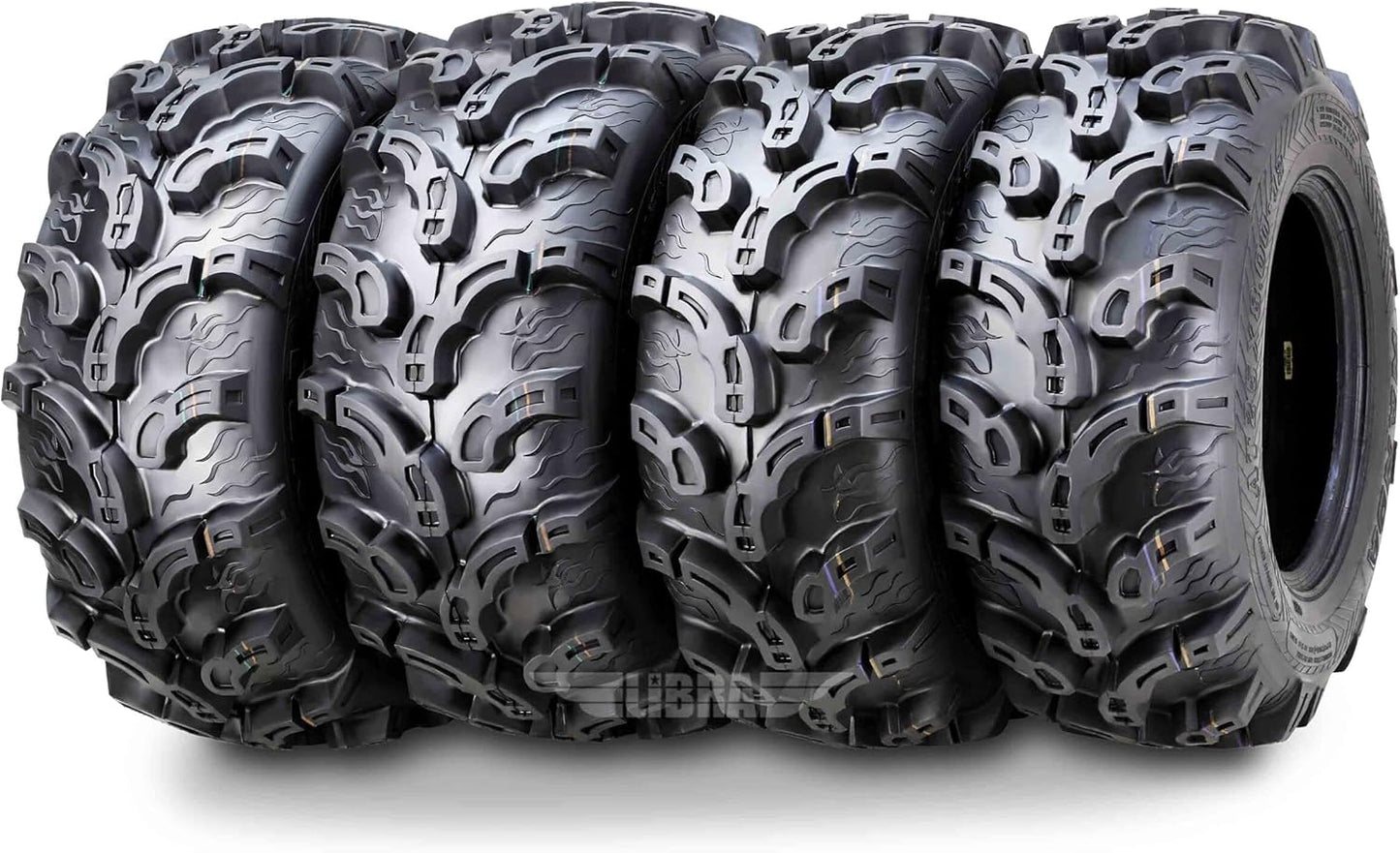 WANDA Full Set Super Lug Mud ATV tires 25x8-12 & 25x11-10 fit for 99-02 Kawasaki Prairie KVF300/400