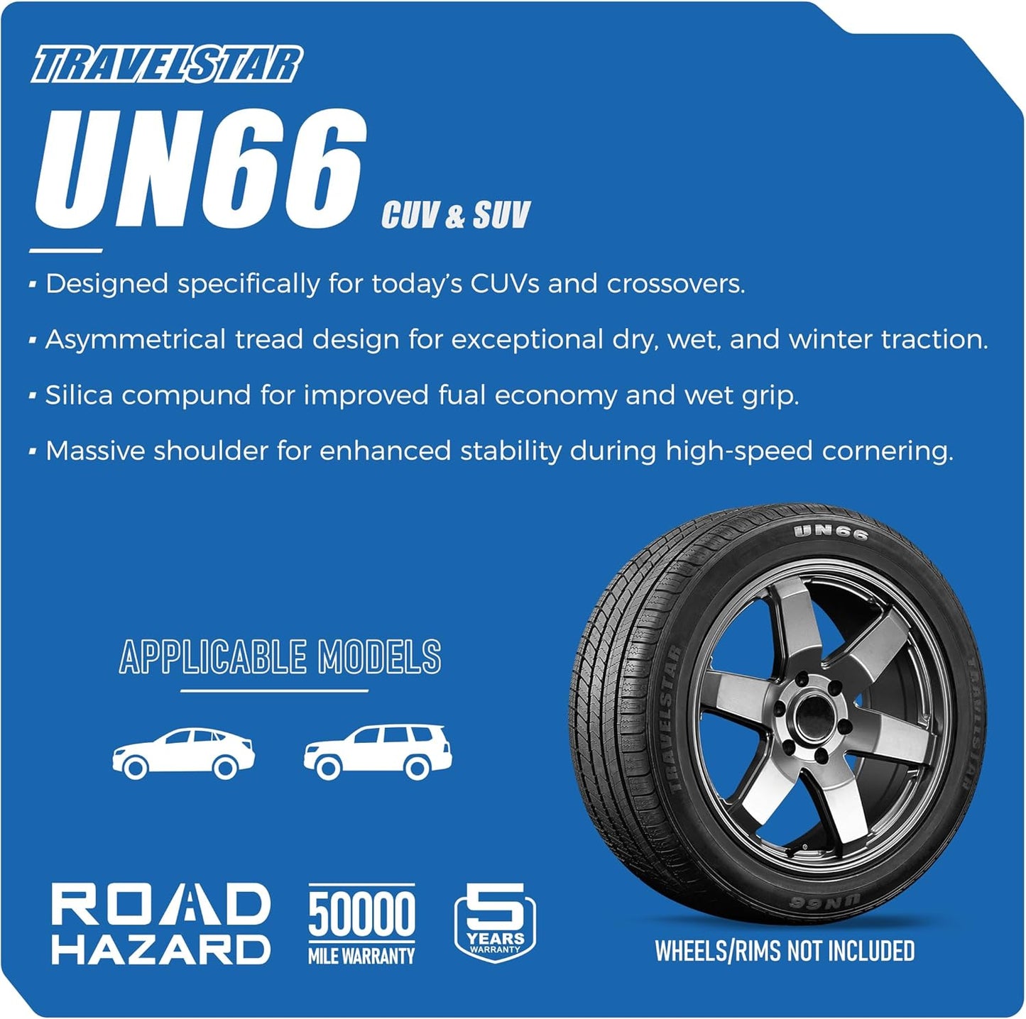 Set of 4 (Four) Travelstar UN66 235/60R18 103V All-Season High Performance CUV/SUV Tires 235/60/18 - Includes Road Hazard Warranty (Tire Only)
