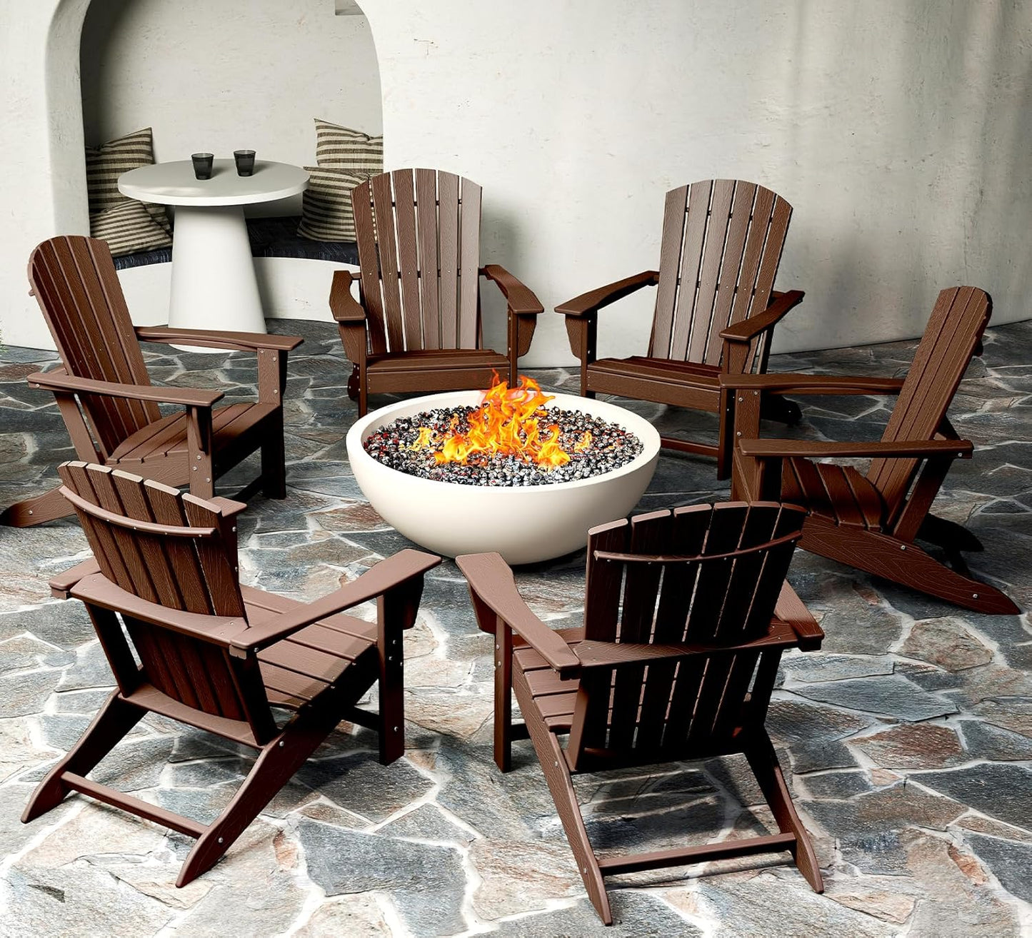 BRIOPAWS Adirondack-Chairs-Set of 4 | Fire Pit Chair | Oversized | HDPE Plastic | Weather Resistant | for Deck Outdoor Poolside Campfire | Blue