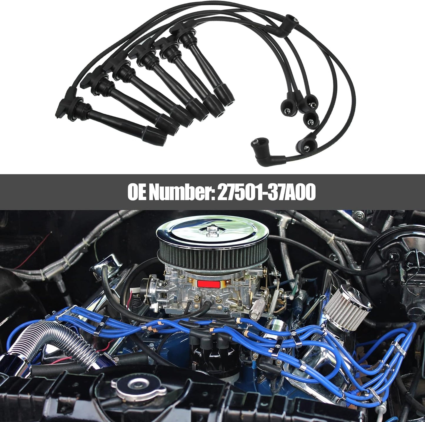 X AUTOHAUX 6pcs Spark Plug Ignition Wire for Hyundai Sonata GLS 2.5L V6 - Gas 1999-2001 for Hyundai Sonata GLS LX 2.7L V6 - Gas 2002 2003 Black