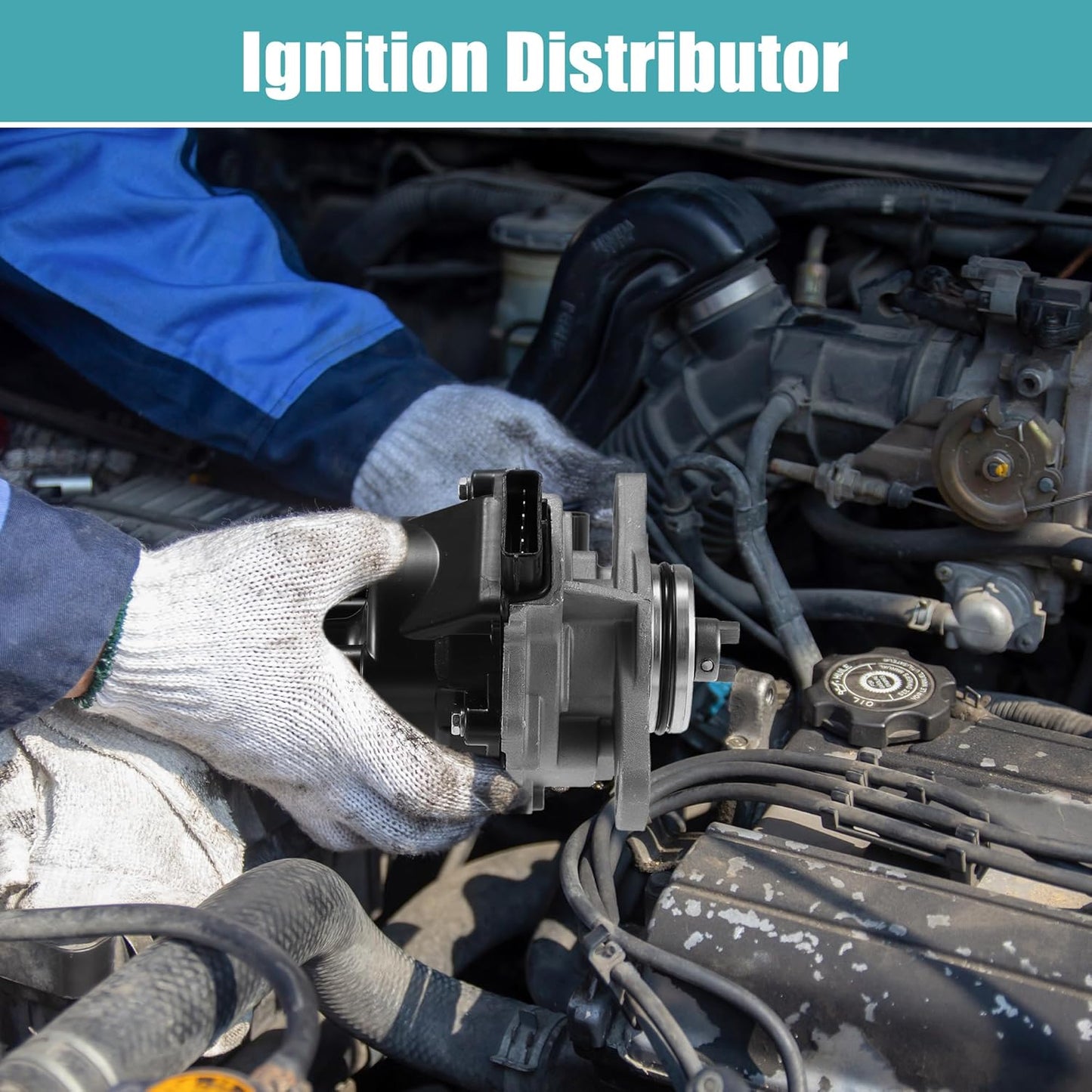 X AUTOHAUX Replacement Ignition Distributor for Nissan Sentra 1995-1999 for Nissan 200SX 1995-1998 222100-0M300 with Cap and Rotor