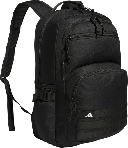 adidas Interval Backpack with Laptop Sleeve, Lightweight Durable Book Bag for Women and Men, Black/White, One Size