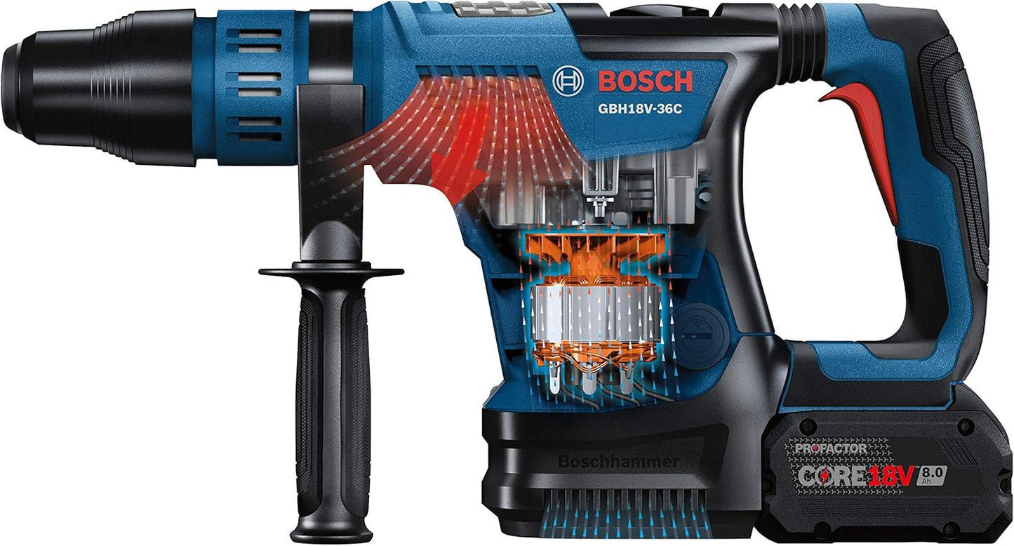 Bosch GBH18V-36CK24-RT PROFACTOR 18V Brushless Lithium-Ion 1-9/16 in. Cordless SDS-max Rotary Hammer Kit with BiTurbo Technology and (2) 8 Ah Batteries (Renewed)