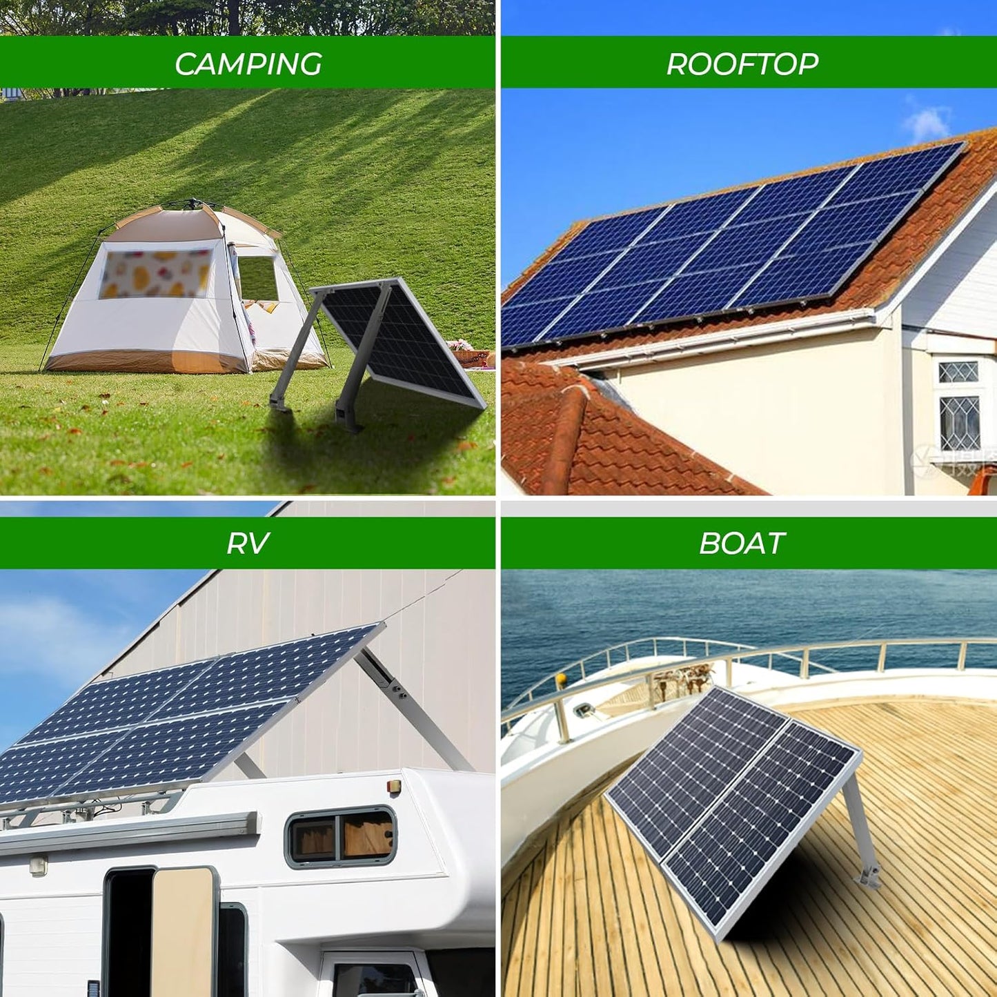 2 Sets Solar Panel Tilt Mount Brackets, 14-27IN Adjustable Solar Panel Rack, Support up to 100-450 Watt Mounting Bracket Set, Portable Stand for Roof RV Boat