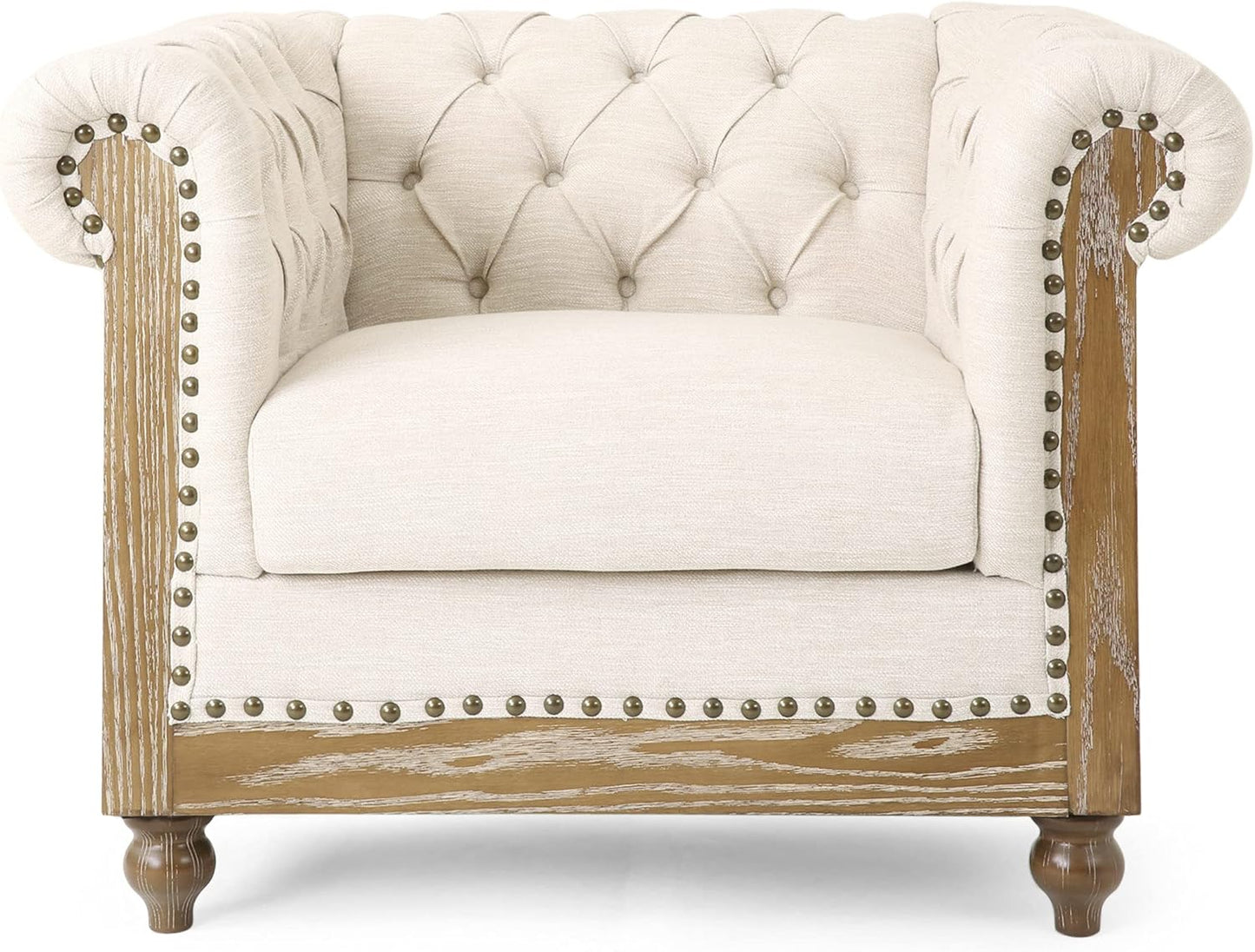 Christopher Knight Home VOLL Club Chair, Medium, Beige + Dark Brown