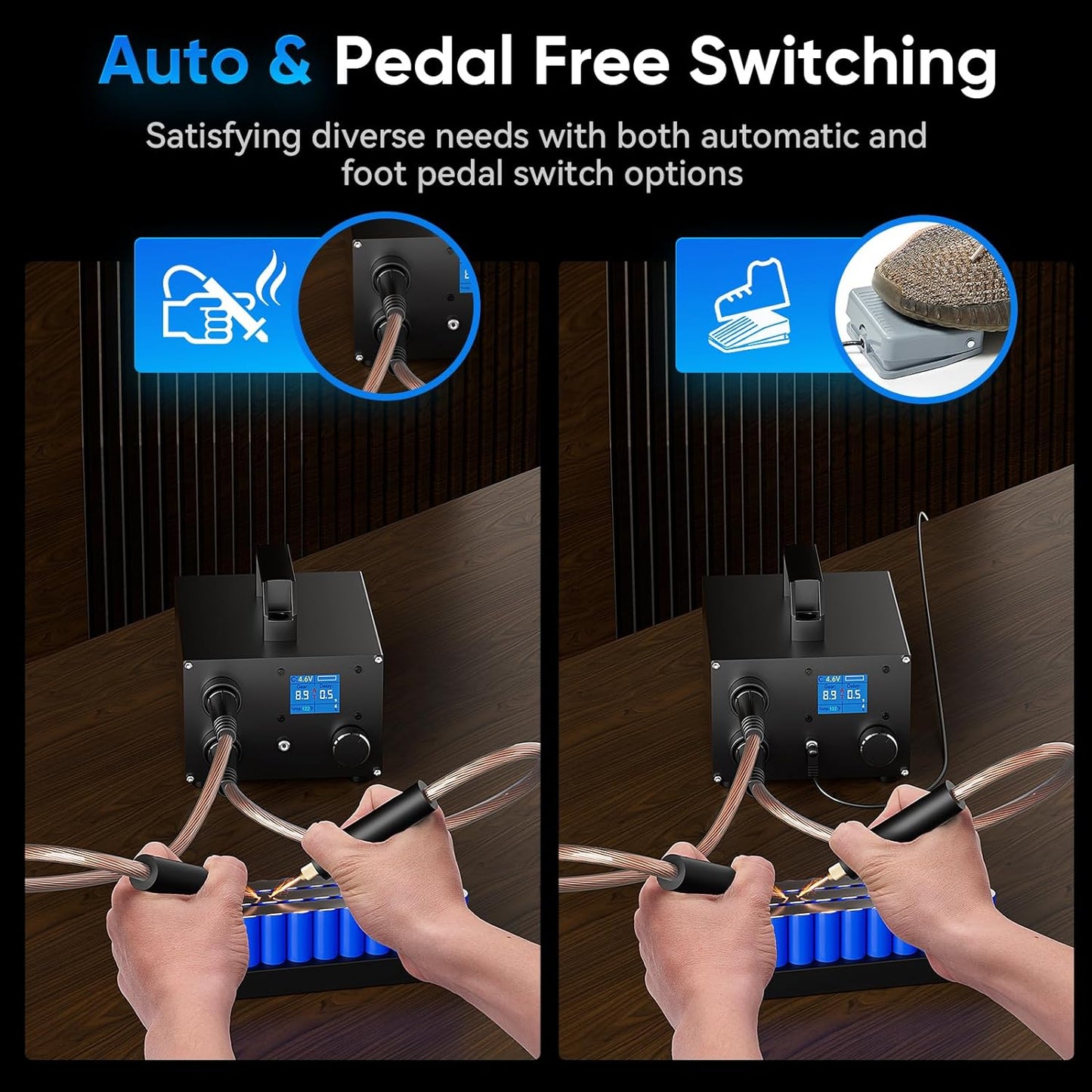 Seesii Dual Farad Spot Welder, 250 Gears Adjustable 3000F Capacitor Battery Spot Welder with 1.8'' LCD Display,Portable Spot Welder for 0.1-0.3mm Nickel Strip Welding, Ideal for Battery Pack Making