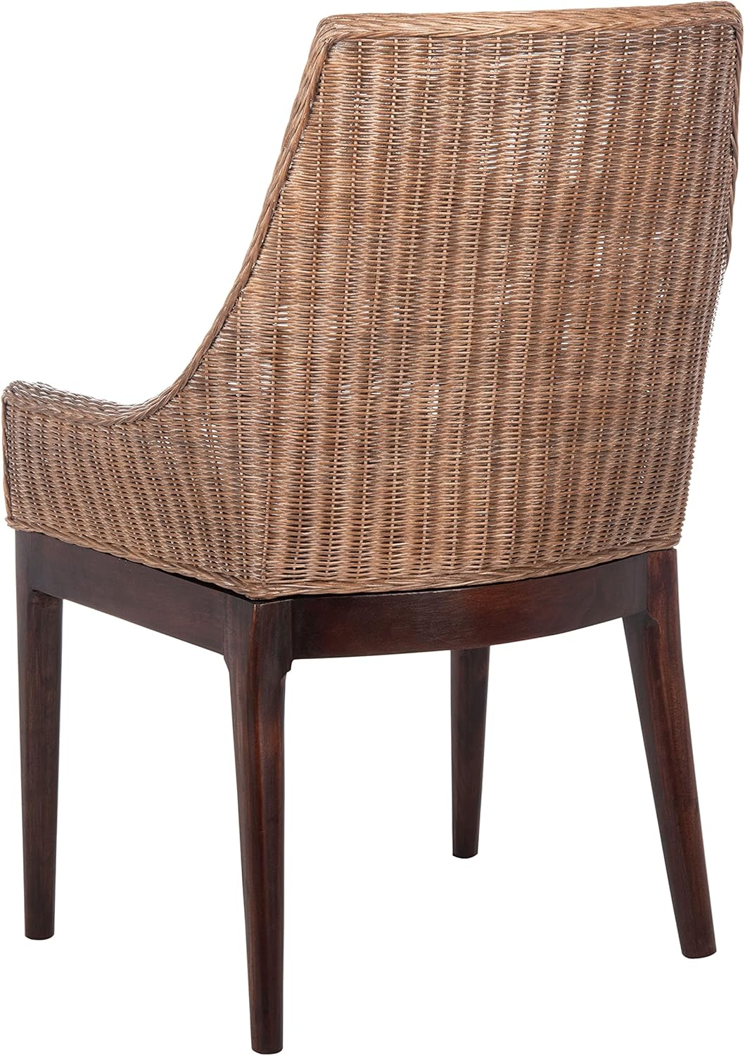 SAFAVIEH Home Collection Franco Coastal Brown/White Cushion Sloping Accent Chair SEA4000B