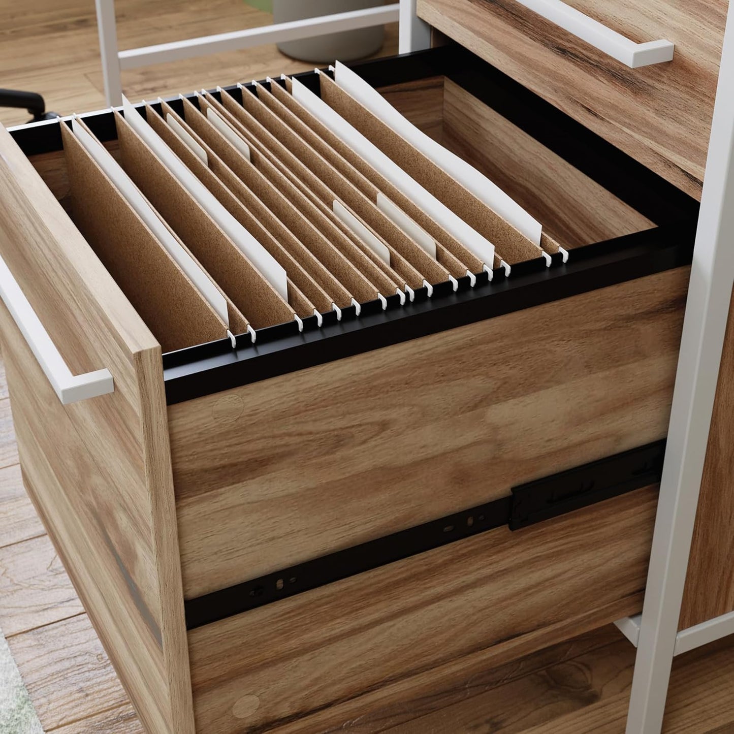 Sauder Nova Loft Home Office Desk with Drawers, Kiln Acacia